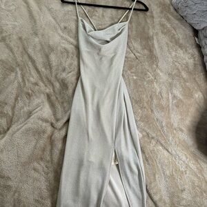 Elegant Silver Sparkle Spaghetti Strap Dress